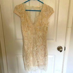 VICI White Lace Dress with Cream Lining!